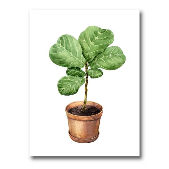 Designart - Ficus Lyre In Clay Flowerpot